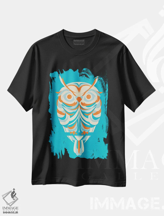 تیشرت مشکی طرح دار چشمان قرمز، تزئینی اثر جی فلک | فروشگاه ایماژ