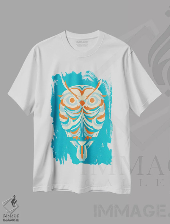 تیشرت سفید طرح دار چشمان قرمز، تزئینی اثر جی فلک | immage.ir