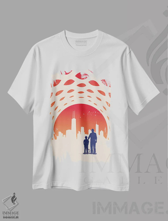 تیشرت سفید طرح دار خط افق، تزئینی اثر جی فلک | فروشگاه ایماژ
