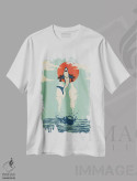 تیشرت سفید طرح دار بالاتر از عمق، تزئینی اثر جی فلک | immage.ir