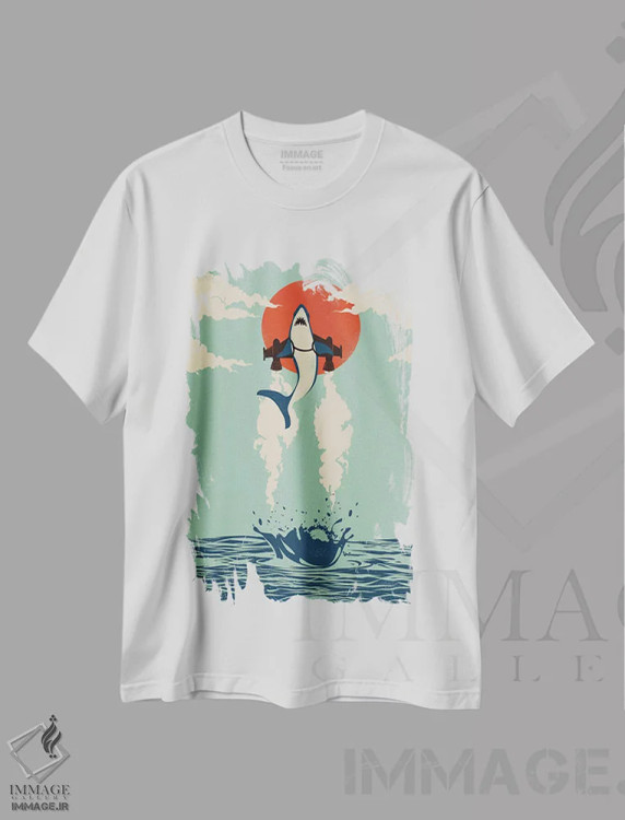 تیشرت سفید طرح دار بالاتر از عمق، تزئینی اثر جی فلک | immage.ir