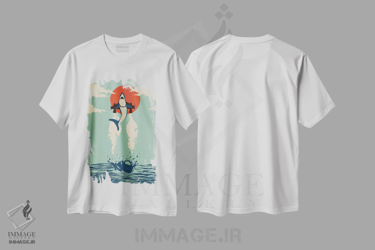 تیشرت سفید طرح دار بالاتر از عمق، تزئینی اثر جی فلک | immage.ir