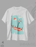 تیشرت سفید طرح دار شناور باش اثر جی فلک | immage.ir