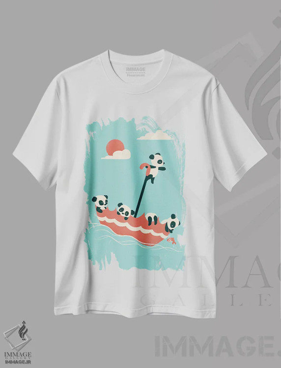 تیشرت سفید طرح دار شناور باش اثر جی فلک | immage.ir