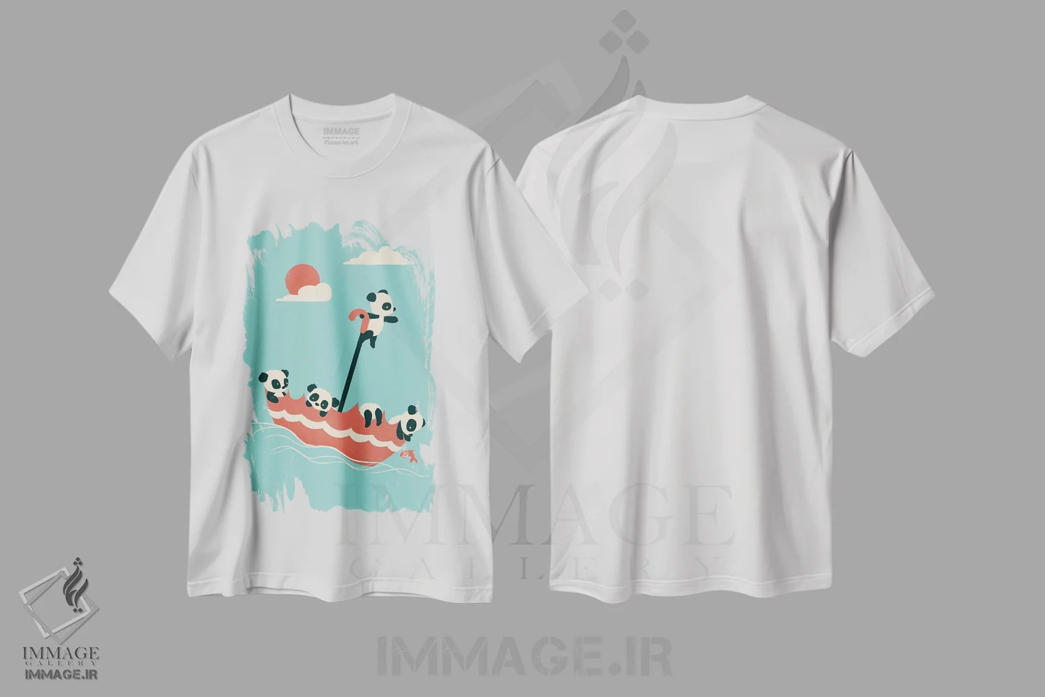تیشرت سفید طرح دار شناور باش اثر جی فلک | immage.ir