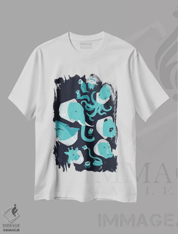 تیشرت سفید طرح دار قیف های شرم، هنر دیجیتال اثر جی فلک | immage.ir