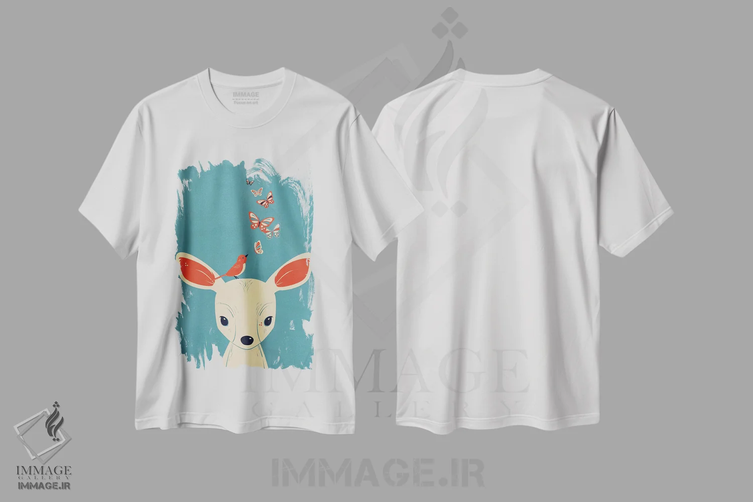 تیشرت سفید طرح دار پر زدن، هنر دیجیتال اثر جی فلک | immage.ir