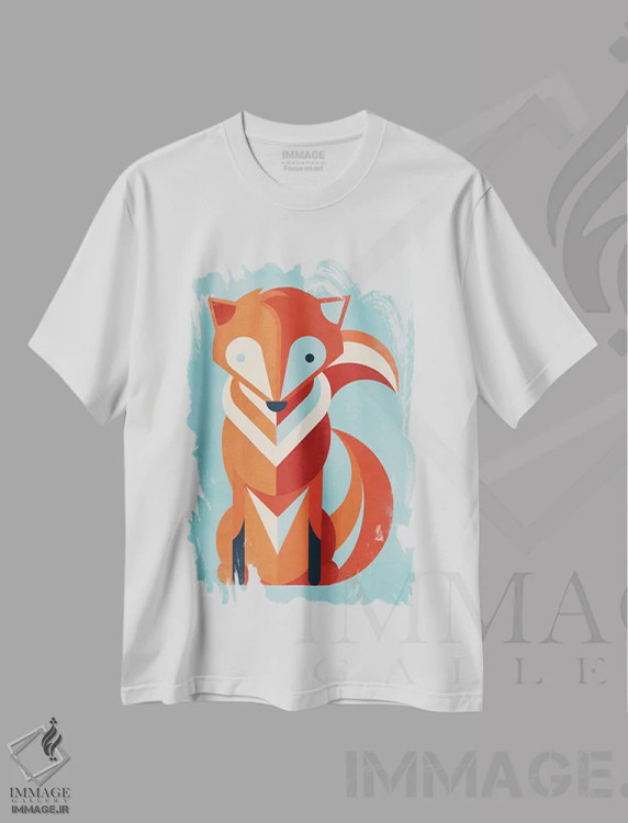 تیشرت سفید طرح دار روباه، تزئینی اثر جی فلک | فروشگاه ایماژ