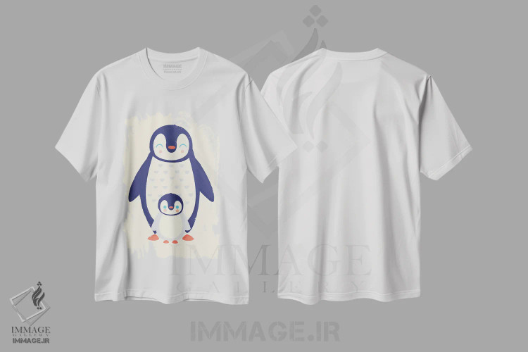 تیشرت سفید طرح دار مامان پنگوئن، هنر دیجیتال اثر جی فلک | immage.ir