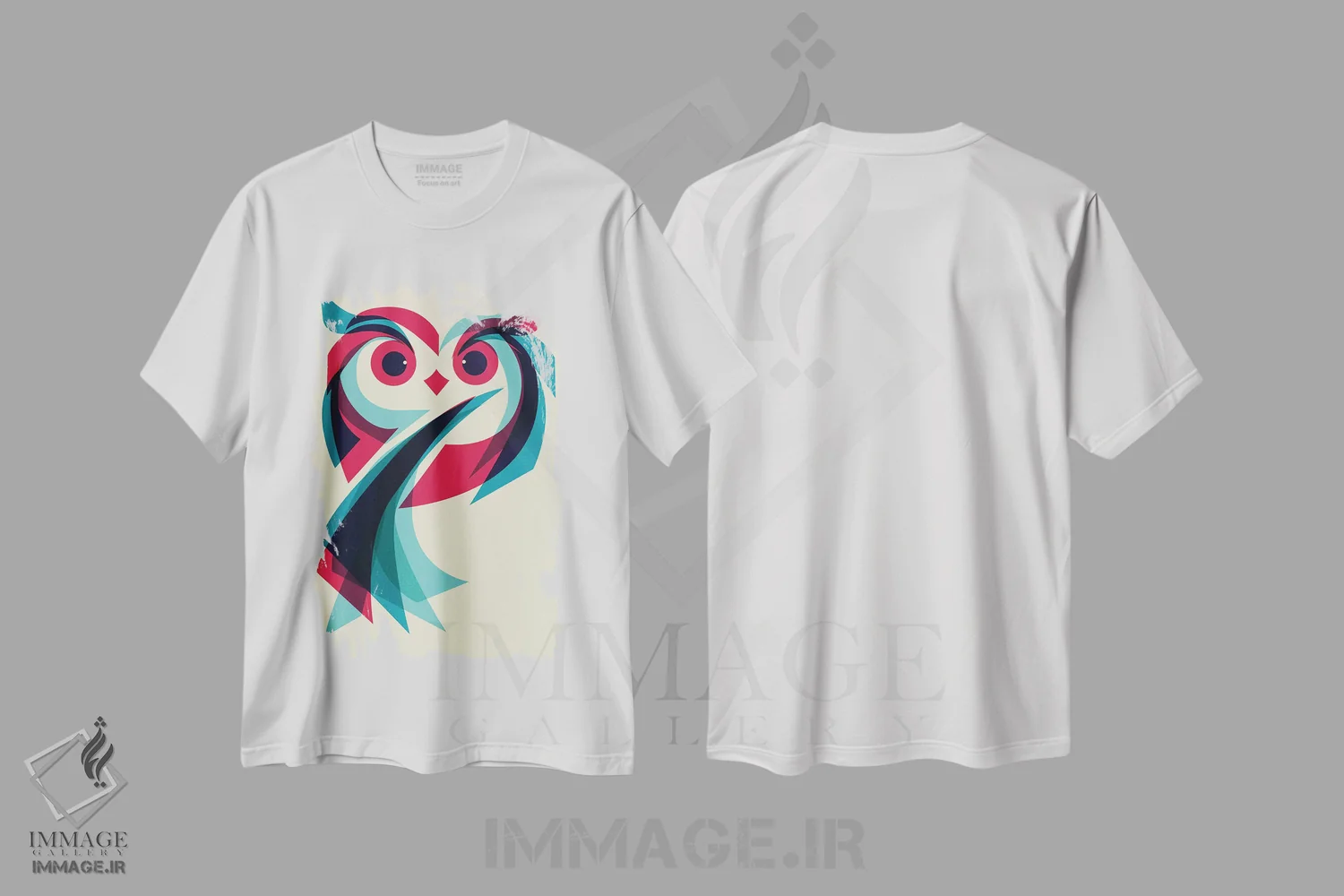 تیشرت سفید طرح دار جغد، هنر دیجیتال اثر جی فلک | فروشگاه ایماژ