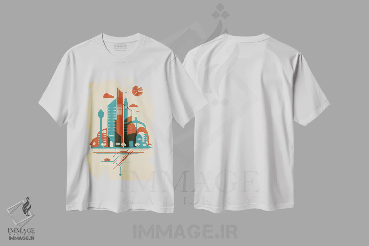 تیشرت سفید طرح دار آسمان مترو، هنر دیجیتال اثر جی فلک | فروشگاه ایماژ