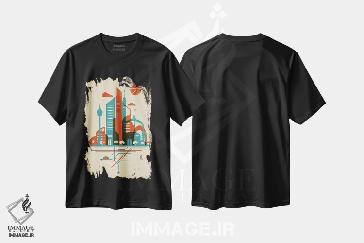 تیشرت مشکی طرح دار آسمان مترو، هنر دیجیتال اثر جی فلک | immage.ir