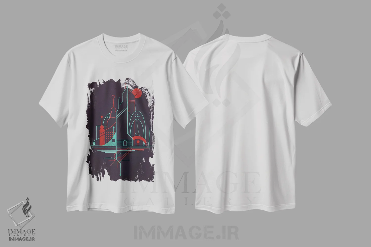 تیشرت سفید طرح دار آسمان مترو، هنر دیجیتال اثر جی فلک | فروشگاه ایماژ