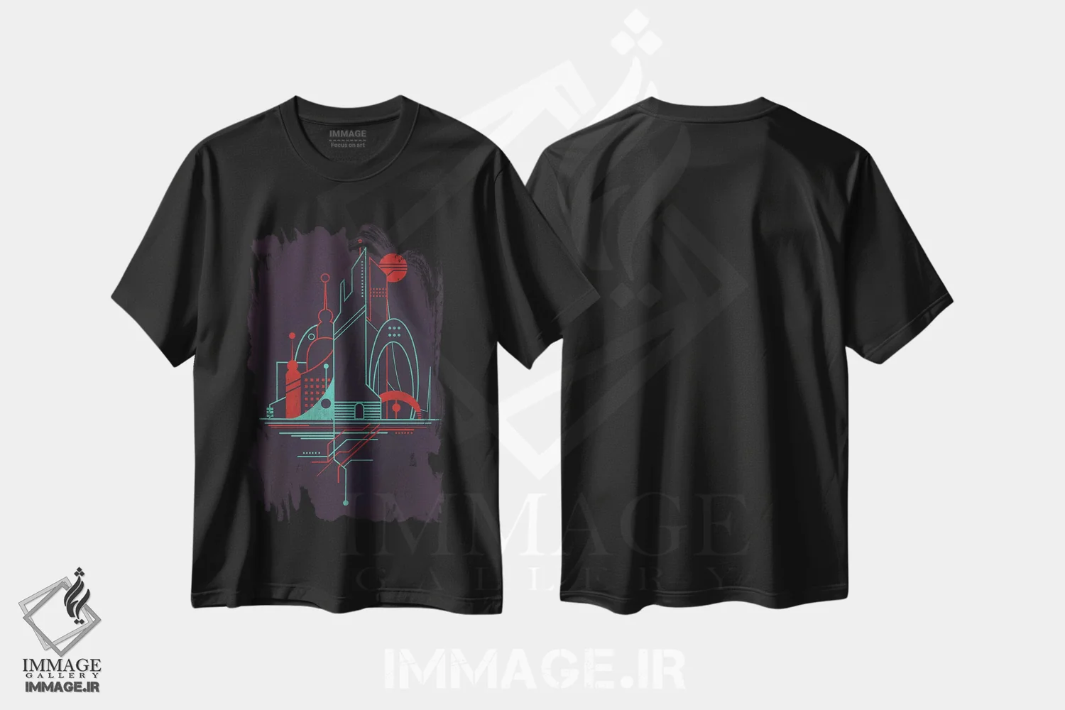 تیشرت مشکی طرح دار آسمان مترو، هنر دیجیتال اثر جی فلک | immage.ir