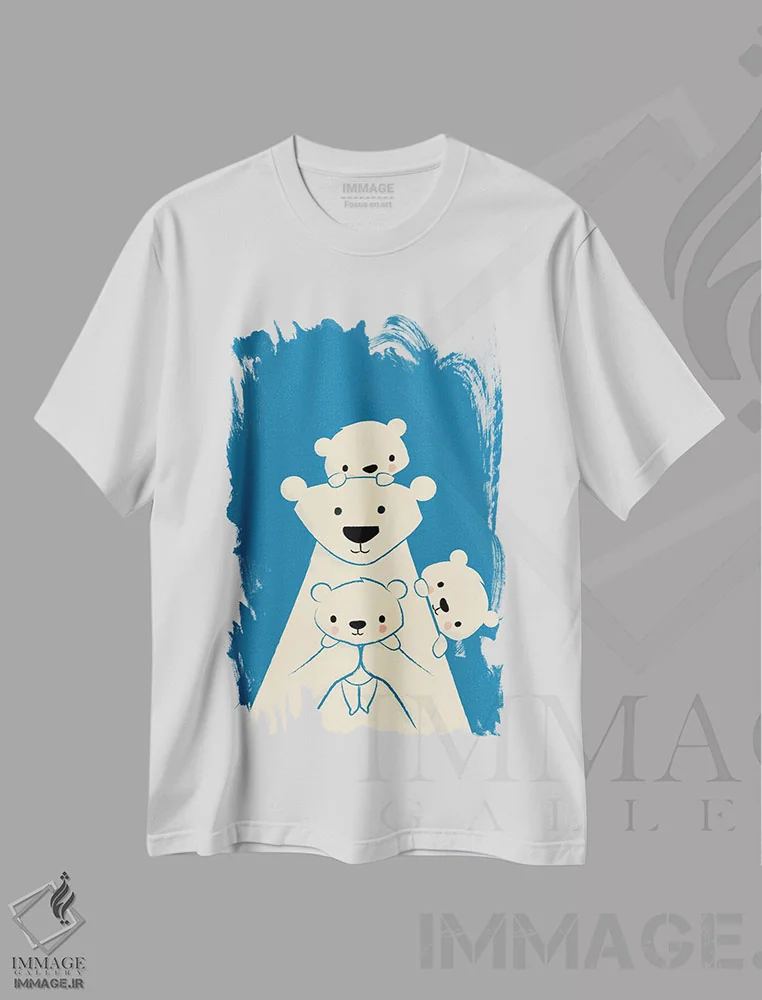 تیشرت سفید طرح دار پدر خرس، هنر دیجیتال اثر جی فلک | immage.ir