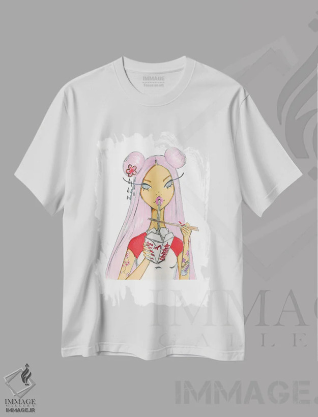 تیشرت سفید طرح دار خوش شانس، دست نقاشی و طراحی دستی اثر جوزفینا فرناندز | فروشگاه ایماژ