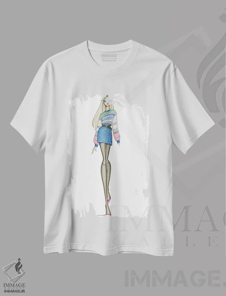 تیشرت سفید طرح دار لباس روز، دست نقاشی و طراحی دستی اثر جوزفینا فرناندز | immage.ir