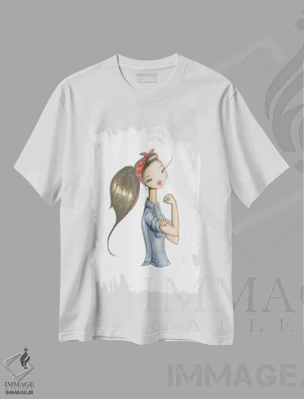 تیشرت سفید طرح دار روزی، دست نقاشی و طراحی دستی اثر جوزفینا فرناندز | فروشگاه ایماژ