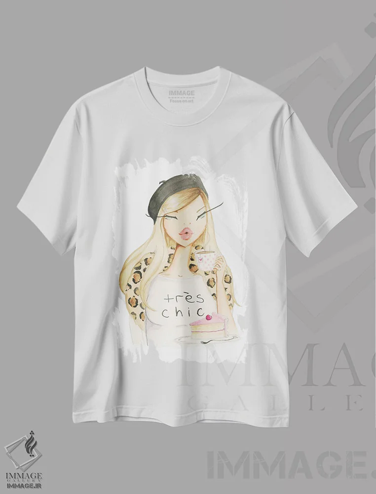 تیشرت سفید طرح دار بسیار شیک، دست نقاشی و طراحی دستی اثر جوزفینا فرناندز | فروشگاه ایماژ
