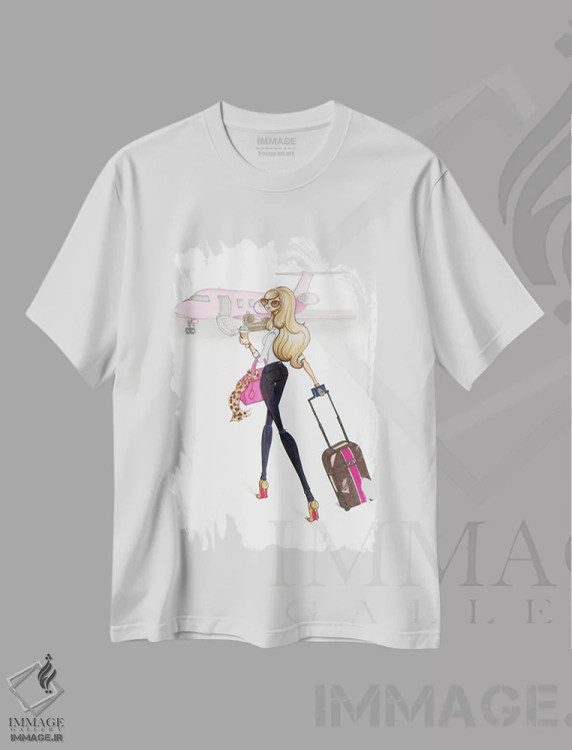 تیشرت سفید طرح دار حالت هواپیما، دست نقاشی و طراحی دستی اثر جوزفینا فرناندز | immage.ir