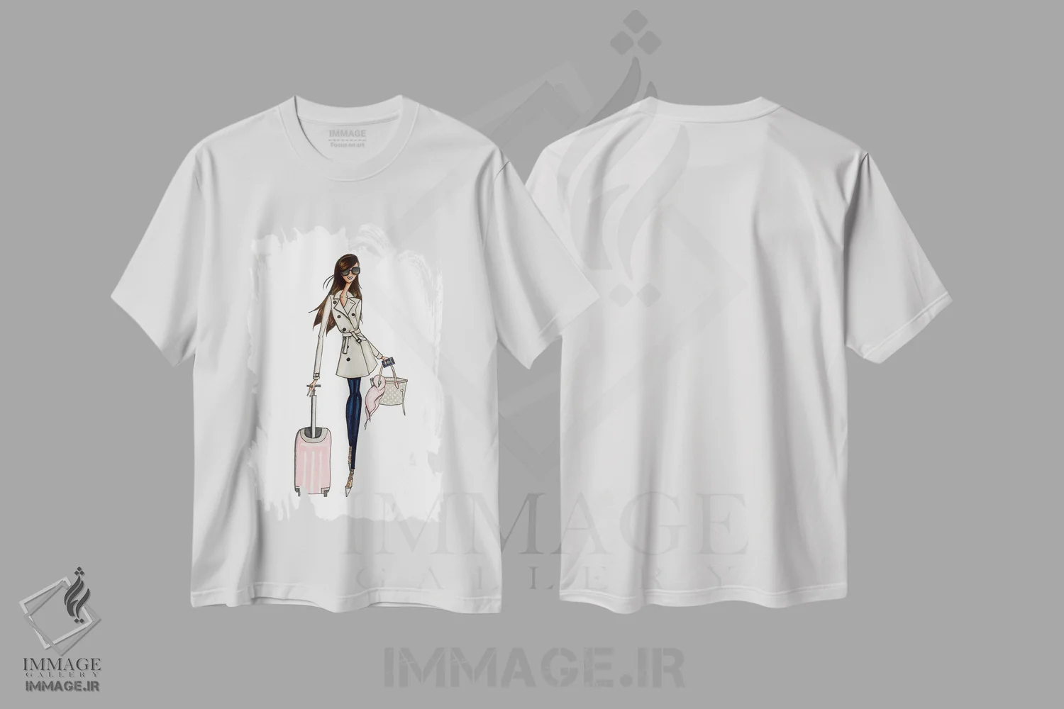 تیشرت سفید طرح دار مسافر حرفه ای، دست نقاشی و طراحی دستی اثر جوزفینا فرناندز | فروشگاه ایماژ