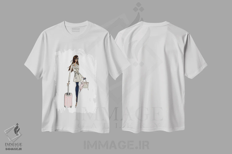تیشرت سفید طرح دار مسافر حرفه ای، دست نقاشی و طراحی دستی اثر جوزفینا فرناندز | فروشگاه ایماژ