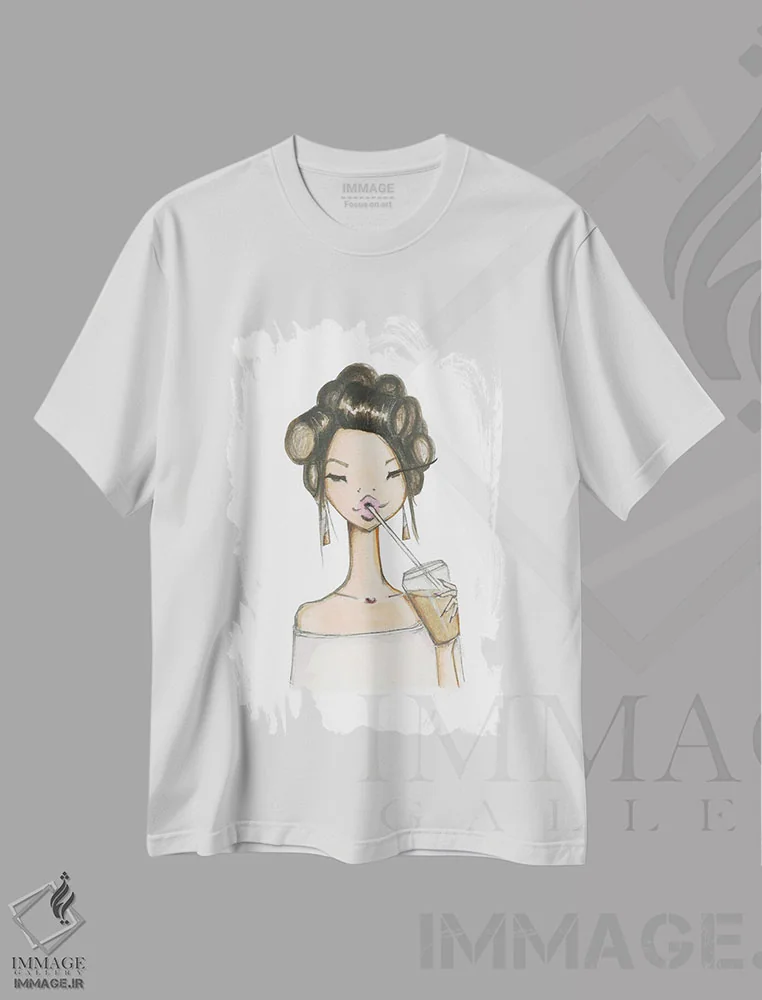 تیشرت سفید طرح دار سلنا، دست نقاشی و طراحی دستی اثر جوزفینا فرناندز | immage.ir