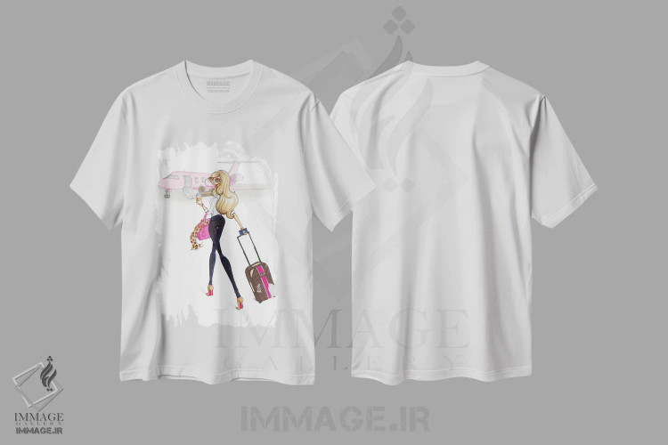 تیشرت سفید طرح دار حالت هواپیما، دست نقاشی و طراحی دستی اثر جوزفینا فرناندز | immage.ir