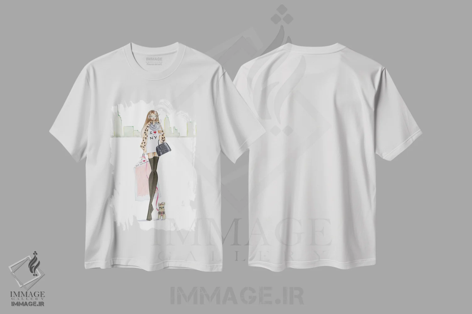 تیشرت سفید طرح دار نیویورکی، دست نقاشی و طراحی دستی اثر جوزفینا فرناندز | immage.ir