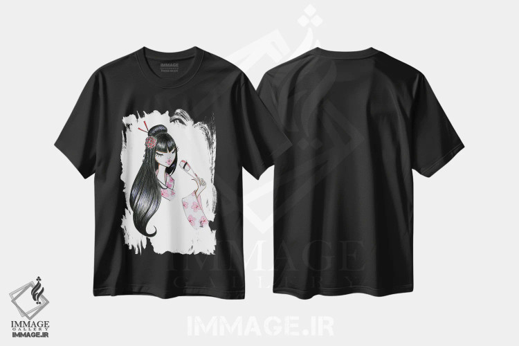 تیشرت مشکی طرح دار دختر سوشی، دکور آسیایی اثر جوزفینا فرناندز | immage.ir