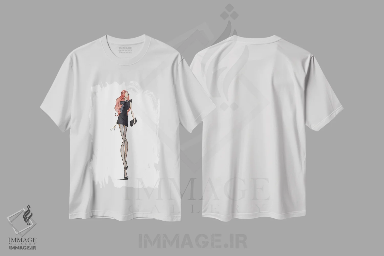 تیشرت سفید طرح دار پیراهن مشکی کوتاه، دست نقاشی و طراحی دستی اثر جوزفینا فرناندز | فروشگاه ایماژ