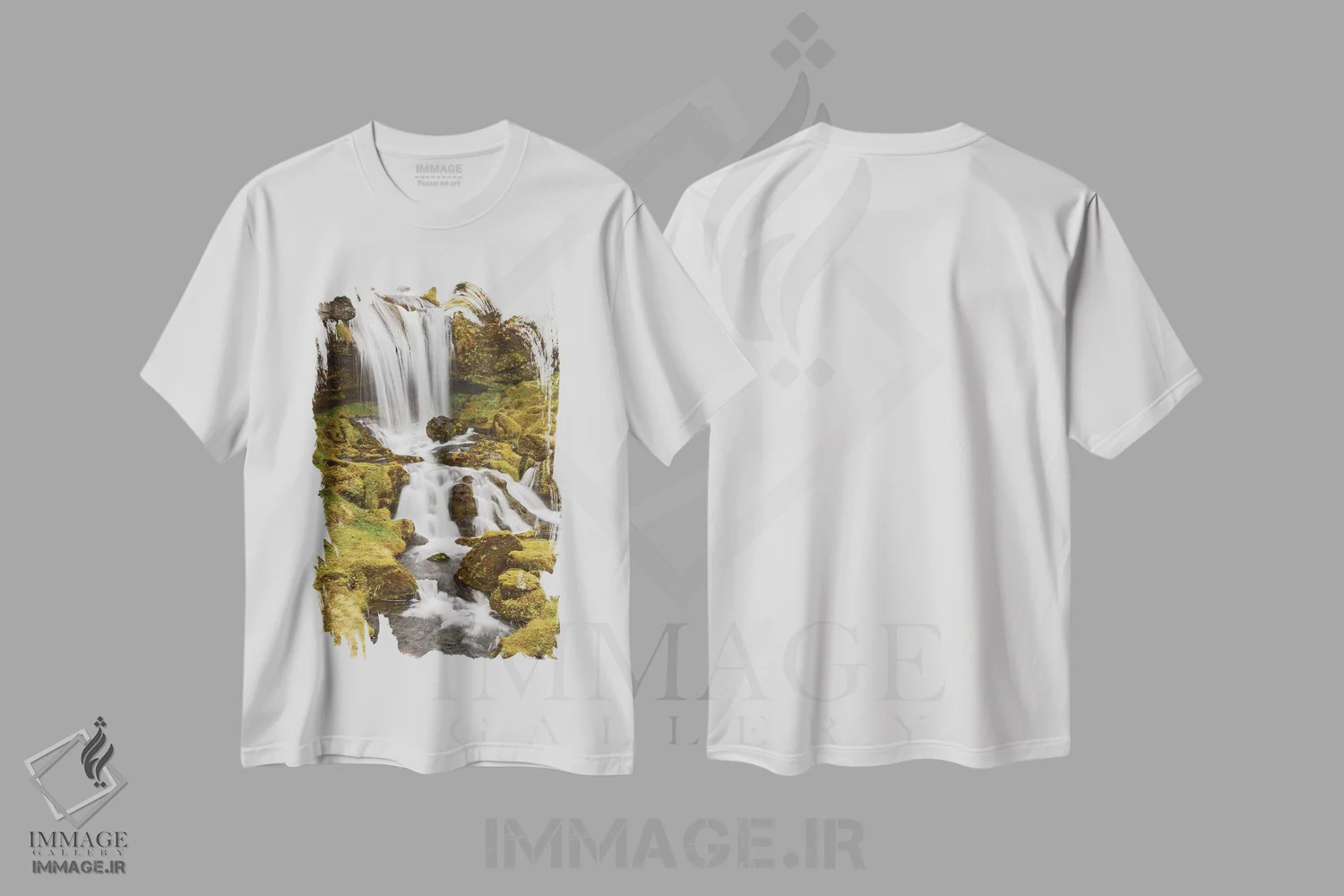 تیشرت سفید طرح دار Sheep'S Waterfall,ایسلند، آبشار گوسفندها، مدیوم اثر جان فورد | immage.ir