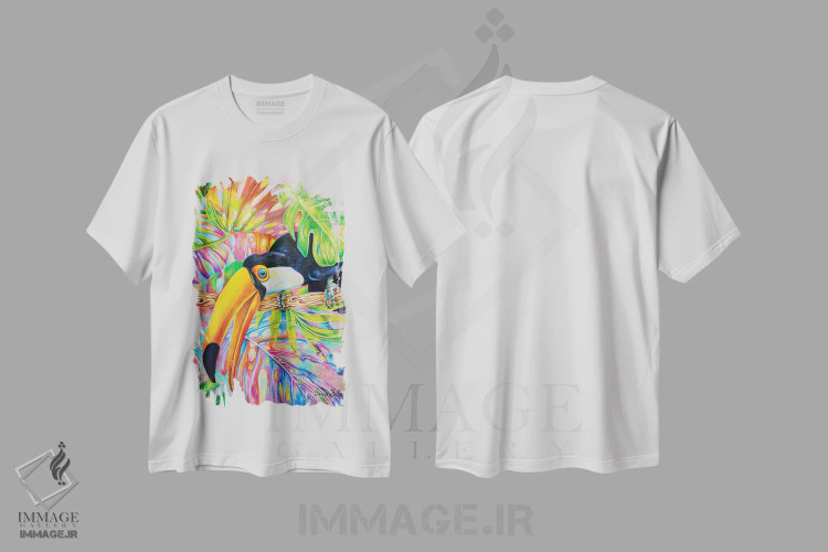 تیشرت سفید طرح دار توکان، هنر فاخر اثر جیمی فوربز | فروشگاه ایماژ