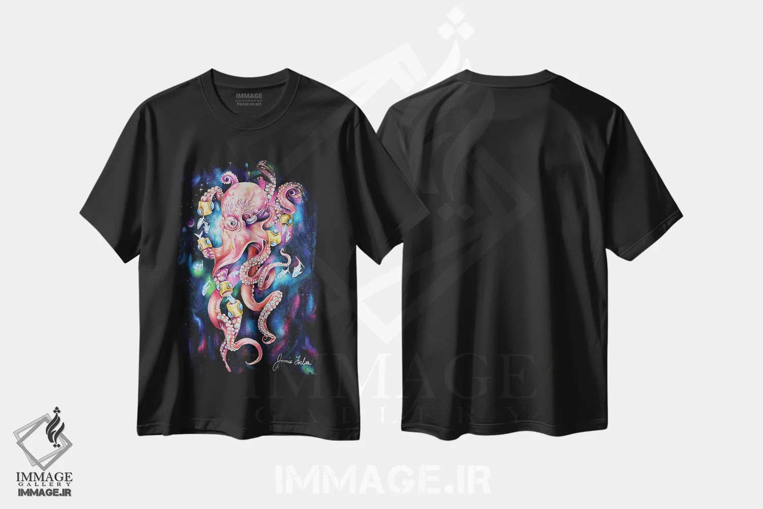تیشرت مشکی طرح دار غوطه وری عمیق، هنر فاخر اثر جیمی فوربز | فروشگاه ایماژ