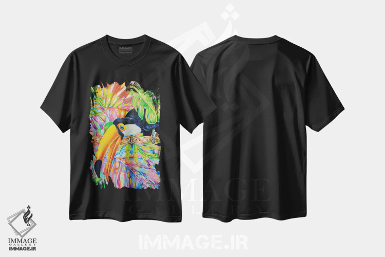 تیشرت مشکی طرح دار توکان، هنر فاخر اثر جیمی فوربز | immage.ir