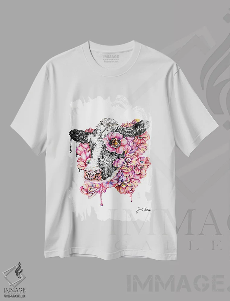 تیشرت سفید طرح دار مُوو، هنر فاخر اثر جیمی فوربز | فروشگاه ایماژ