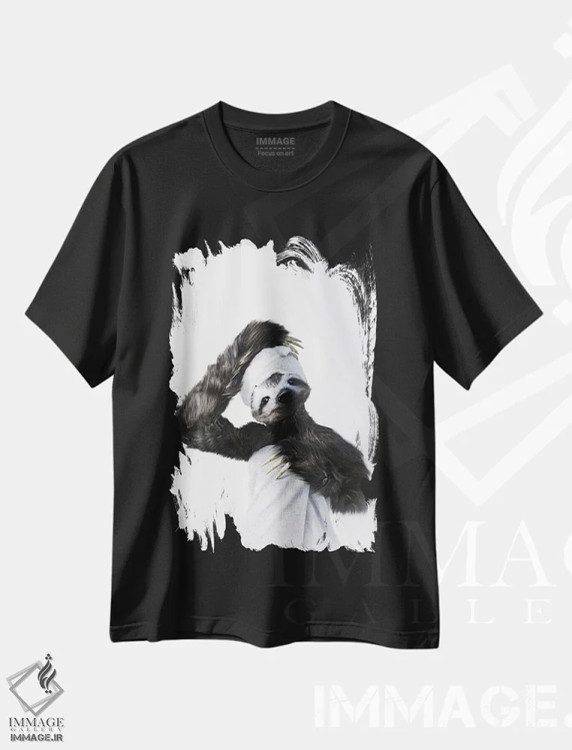 تیشرت مشکی طرح دار تنبل در وان، هنر دیجیتال اثر جوفری فیلیپ | فروشگاه ایماژ
