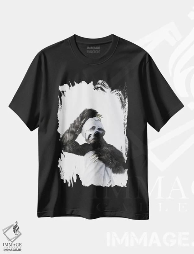 تیشرت مشکی طرح دار تنبل در وان، هنر دیجیتال اثر جوفری فیلیپ | فروشگاه ایماژ