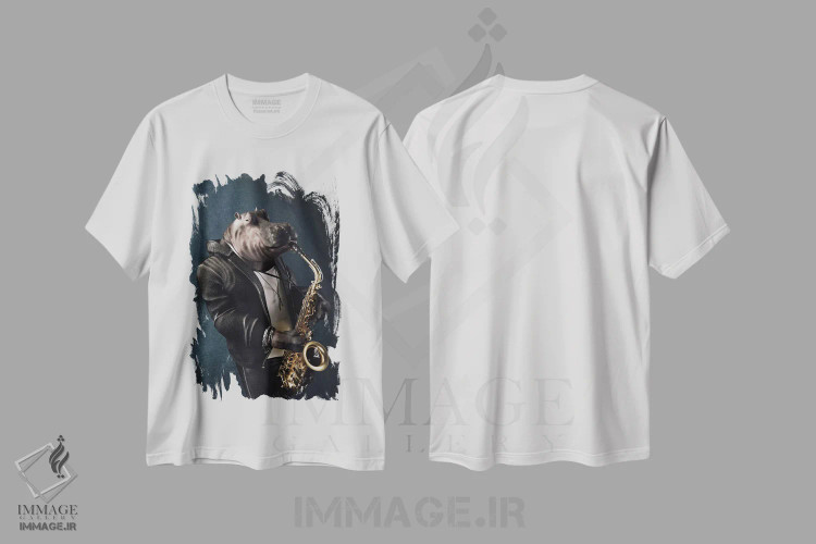 تیشرت سفید طرح دار پرتره اسب آبی به سبک رنسانس قدیمی، هنر دیجیتال اثر جوفری فیلیپ | فروشگاه ایماژ