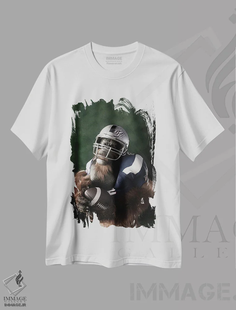 تیشرت سفید طرح دار پرتره اورانگوتان به سبک رنسانس قدیمی، هنر دیجیتال اثر جوفری فیلیپ | فروشگاه ایماژ