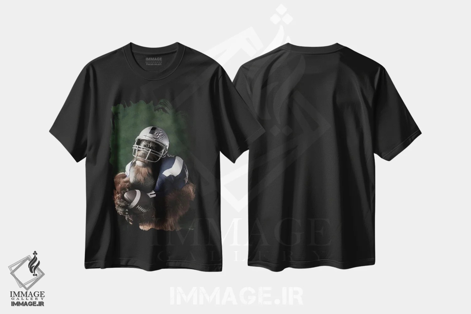 تیشرت مشکی طرح دار پرتره اورانگوتان به سبک رنسانس قدیمی، هنر دیجیتال اثر جوفری فیلیپ | immage.ir
