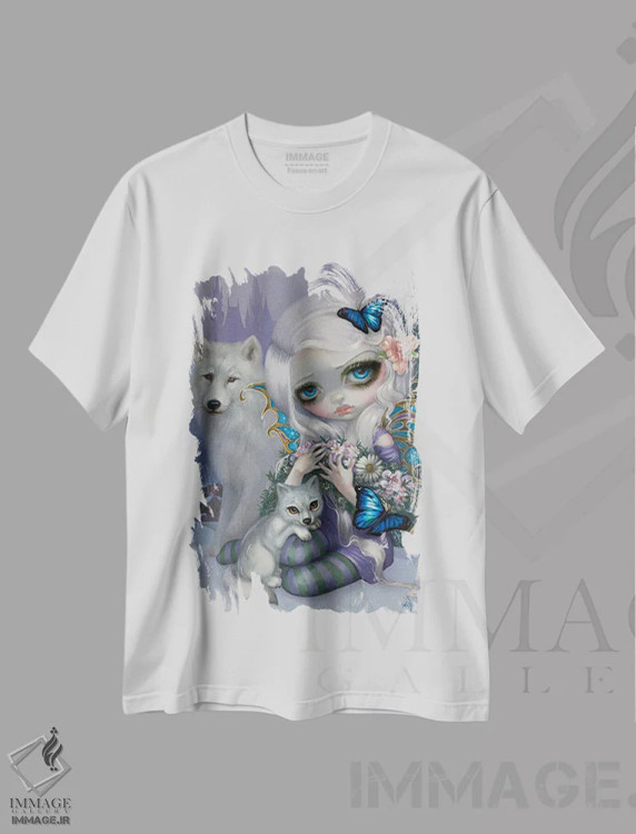 تیشرت سفید طرح دار زمستان، هنر فاخر معاصر اثر جزمین بکِت-گریفیت | immage.ir