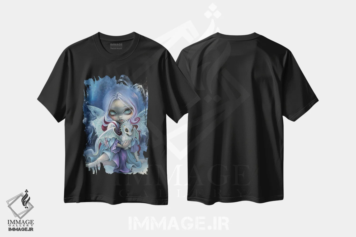 تیشرت مشکی طرح دار اژدهای کوچک زمستانی، دکوراسیون جایگزین اثر جزمین بکِت-گریفیت | immage.ir