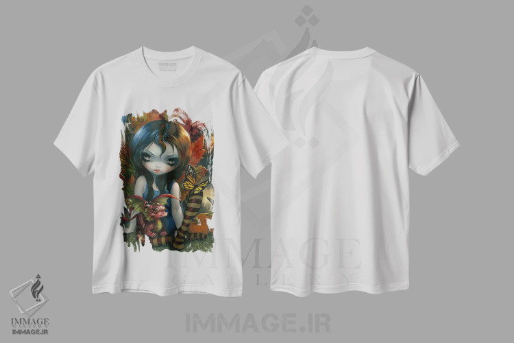 تیشرت سفید طرح دار پاییز، دکوراسیون جایگزین اثر جزمین بکِت-گریفیت | فروشگاه ایماژ