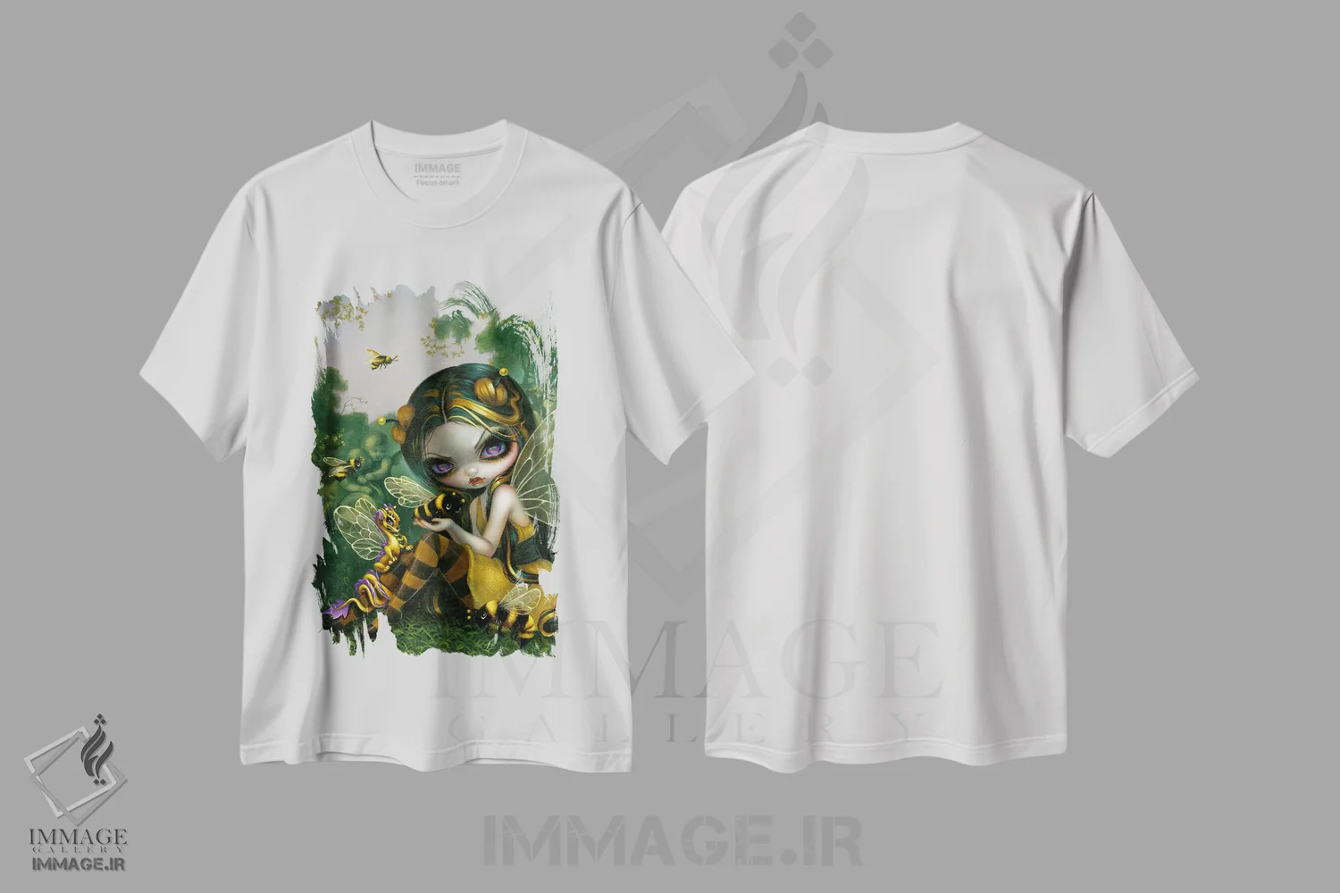 تیشرت سفید طرح دار اژدهای کوچک زنبور عسل، دکوراسیون جایگزین اثر جزمین بکِت-گریفیت | فروشگاه ایماژ