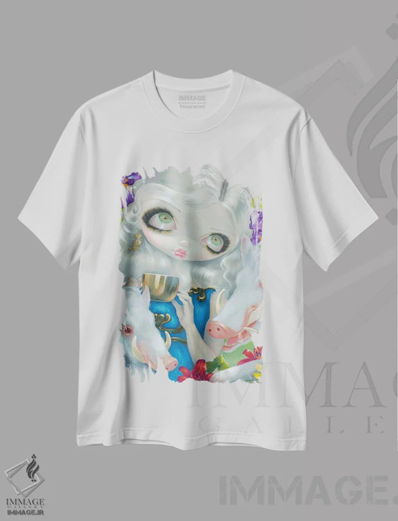 تیشرت سفید طرح دار سیرسه و خوک ها، دکوراسیون جایگزین اثر جزمین بکِت-گریفیت | immage.ir