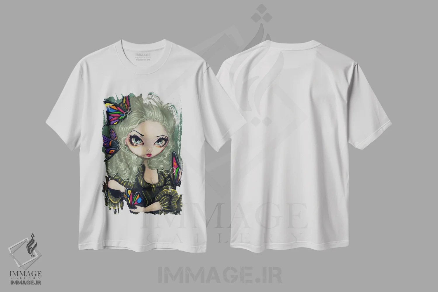 تیشرت سفید طرح دار پروانه ها در موهایم، دکوراسیون جایگزین اثر جزمین بکِت-گریفیت | immage.ir