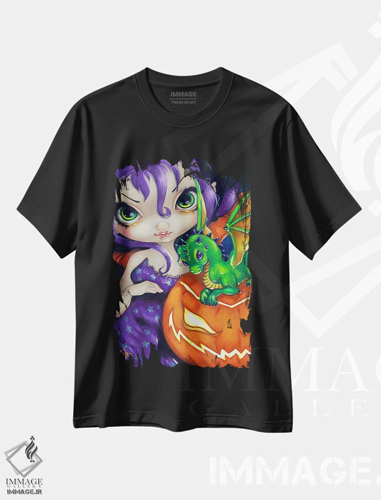 تیشرت مشکی طرح دار اژدهای کوچک عزیز، دکوراسیون جایگزین اثر جزمین بکِت-گریفیت | immage.ir