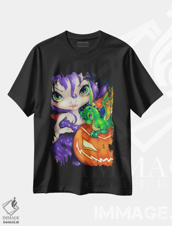 تیشرت مشکی طرح دار اژدهای کوچک عزیز، دکوراسیون جایگزین اثر جزمین بکِت-گریفیت | immage.ir