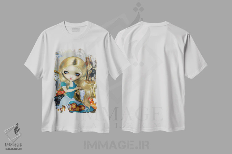 تیشرت سفید طرح دار آلیس در رویای دالی، دکوراسیون جایگزین اثر جزمین بکِت-گریفیت | immage.ir